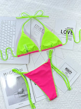 Load image into Gallery viewer, Leopard Micro Thong Bikini with Lace-Up Detail
