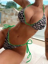 Load image into Gallery viewer, Leopard Micro Thong Bikini with Lace-Up Detail
