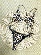 Load image into Gallery viewer, 2025 New Leopard Print Halter Neck Bikini Set with Bralette Pads, Triangle Design, Adjustable Straps | Sexy Swimwear for Beach
