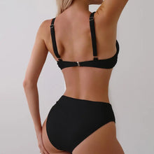 Load image into Gallery viewer, Ribbed V-Neck High-Waist Bikini Set
