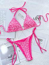 Load image into Gallery viewer, Leopard Micro Thong Bikini with Lace-Up Detail
