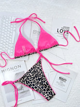 Load image into Gallery viewer, Leopard Micro Thong Bikini with Lace-Up Detail

