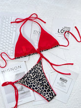Load image into Gallery viewer, Leopard Micro Thong Bikini with Lace-Up Detail
