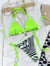Load image into Gallery viewer, Leopard Micro Thong Bikini with Lace-Up Detail
