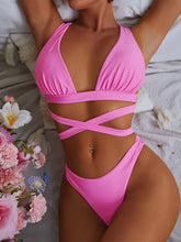 Load image into Gallery viewer, Cross Bandage Push-Up Bikini Set
