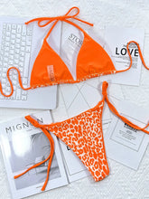 Load image into Gallery viewer, Leopard Micro Thong Bikini with Lace-Up Detail
