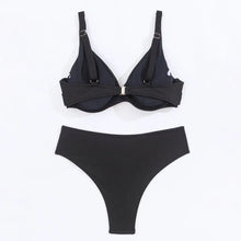 Load image into Gallery viewer, Ribbed V-Neck High-Waist Bikini Set
