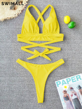 Load image into Gallery viewer, Cross Bandage Push-Up Bikini Set

