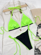 Load image into Gallery viewer, Leopard Micro Thong Bikini with Lace-Up Detail

