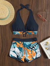 Load image into Gallery viewer, Printed Lace-Up Sporty Surf Bikini Set
