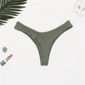 Bikini Bottoms Brazilian 2025, Thong Low Waist Bottom Solid