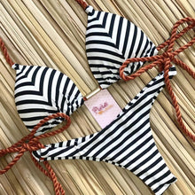 Load image into Gallery viewer, Striped Bikini Knotted 2025, Swimsuit Women Bandeau Brazilian Bikinis
