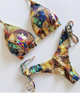 Bikini a rayas anudado 2025, traje de baño para mujeres bikinis brasileños tipo bandeau