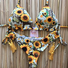 Load image into Gallery viewer, Floral Print Women Swimsuit 2025, Brazilian Bikini Push Up bra
