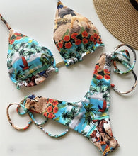 Load image into Gallery viewer, Floral Print Women Swimsuit 2025, Brazilian Bikini Push Up bra
