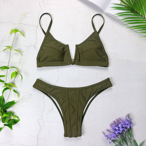 Bandeau Bikinis 2025 Mới Áo Tắm V Cổ Push Up, Bikini Brazil 3418