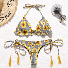 Load image into Gallery viewer, Brazilian bikini thong 2025 Leaves print, Tassel swimwear Push up new biquinis
