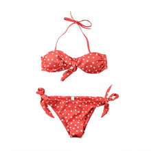 Load image into Gallery viewer, Polka Dot Strapless Bikini Set For Women Push-up Padded Bra
