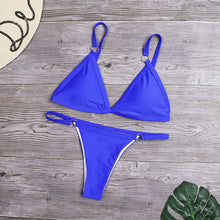 Tải hình ảnh vào trình xem Thư viện,Bikini 2025 Mùa Hè Mới Đơn Sắc, Bộ Đồ Tắm Cạp Thấp Bikini Brazil
