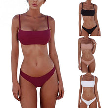 Load image into Gallery viewer, New Summer Women Solid Bikini Set Push-up UnPadded Bra Triangle
