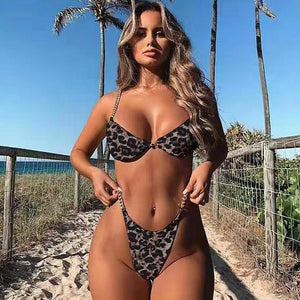 Bikini mujer traje de baño sólido, cintura baja push up