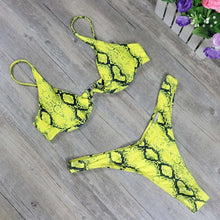 Tải hình ảnh vào trình xem Thư viện,Bikini dây cao mới 2025, eo cao, Bộ bikini Brazil trơn
