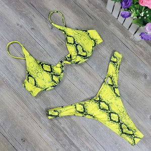 Bikini dây cao mới 2025, eo cao, Bộ bikini Brazil trơn