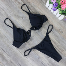 Tải hình ảnh vào trình xem Thư viện,Bikini dây cao mới 2025, eo cao, Bộ bikini Brazil trơn
