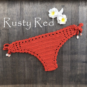 Phụ nữ Thể thao Sexy Bikini Thong Handmade Crochet Đồ bơi Bikini Đáy