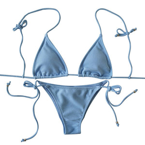 Bikini tam giác micro hai mảnh dây, đồ bơi đỏ 2025 kiểu Brazil