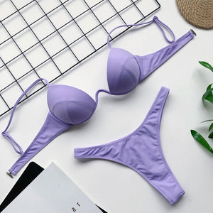 Conjunto de bikini push up para mujer Traje de baño 2025 Traje de baño de corte alto para niña