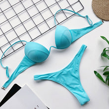 Tải hình ảnh vào trình xem Thư viện,Bộ đồ bơi bikini đẩy ngực cho nữ 2025 Đồ bơi cắt cao cho gái
