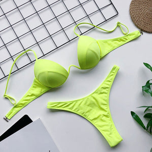 Conjunto de bikini push up para mujer Traje de baño 2025 Traje de baño de corte alto para niña