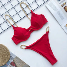 Tải hình ảnh vào trình xem Thư viện,Bộ đồ bơi bikini đẩy ngực cho nữ 2025 Đồ bơi cắt cao cho gái
