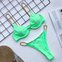 Tải hình ảnh vào trình xem Thư viện,Bộ đồ bơi bikini đẩy ngực cho nữ 2025 Đồ bơi cắt cao cho gái
