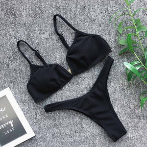 Bộ đồ bơi bikini đẩy ngực cho nữ 2025 Đồ bơi cắt cao cho gái