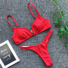 Tải hình ảnh vào trình xem Thư viện,Bộ đồ bơi bikini đẩy ngực cho nữ 2025 Đồ bơi cắt cao cho gái
