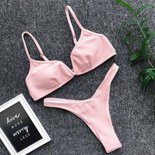 Tải hình ảnh vào trình xem Thư viện,Bộ đồ bơi bikini đẩy ngực cho nữ 2025 Đồ bơi cắt cao cho gái
