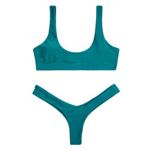 Tải hình ảnh vào trình xem Thư viện,BANDEA 2025 Bộ đồ bơi Bikini đẩy ngực cho phụ nữ, bộ đồ Brazil đơn sắc
