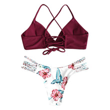 Load image into Gallery viewer, Women Bikinis 2025, Set Push Up Cut Flower, Two Piece Floral
