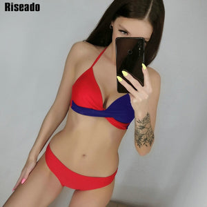 Bikinis Riseado Push Up, Bikini de playa con estampado de hojas Halter 2025